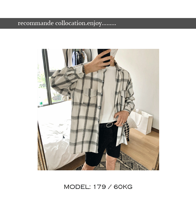 Модные Повседневное молодежи карман плед хлопок Для мужчин свободные Camisa 2018 осень Гонконг Стиль решетки с длинным рукавом мужская рубашка