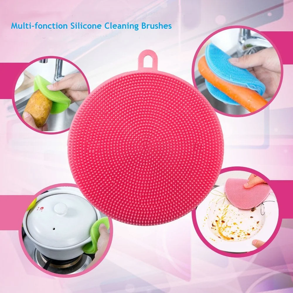 Multipurpose Silicone Dishwashing Brush Round Shape Silicone Scruber