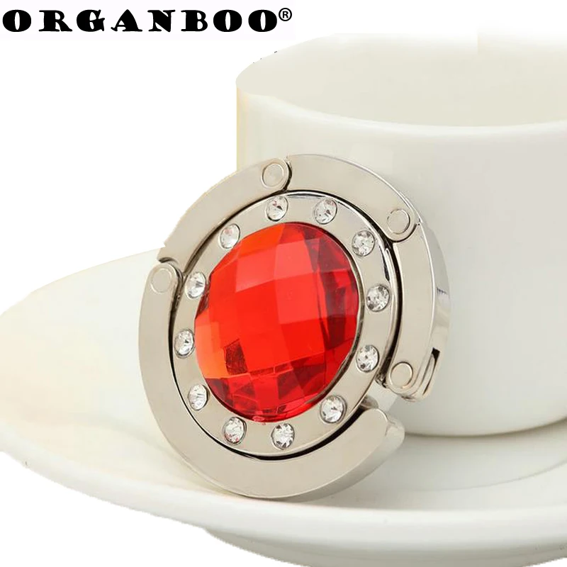 

ORGANBOO 1PC Portable Folding Rhinestone Crystal Alloy Purse Handbag Bag Hooks for Hanging Bag Holder
