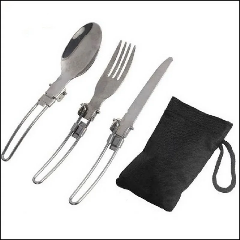 by DHL or EMS 100 sets Outdoor Camping Picnic Tableware Stainless Steel