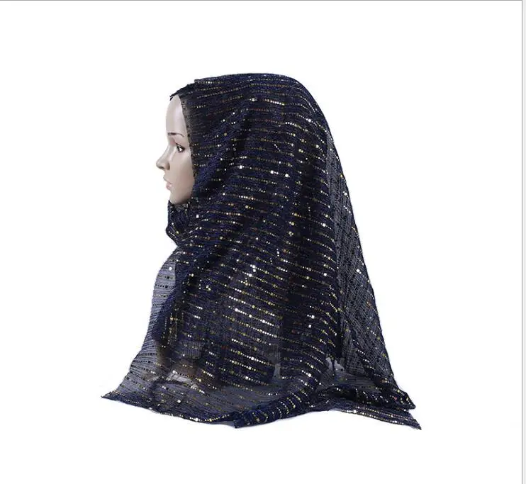 1 шт. Модный женский мусульманский мерцающий шарф из шифона Hijabs женский Блестящий Люрексовый длинный платок пашмины блестки головной платок 180x68 см - Цвет: 28