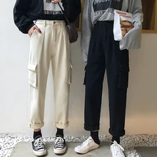 Женские джинсы femme nouveau весенние осенние джинсы тонкие с высокой талией широкие прямые брюки черные женские джинсы Корейские дикие