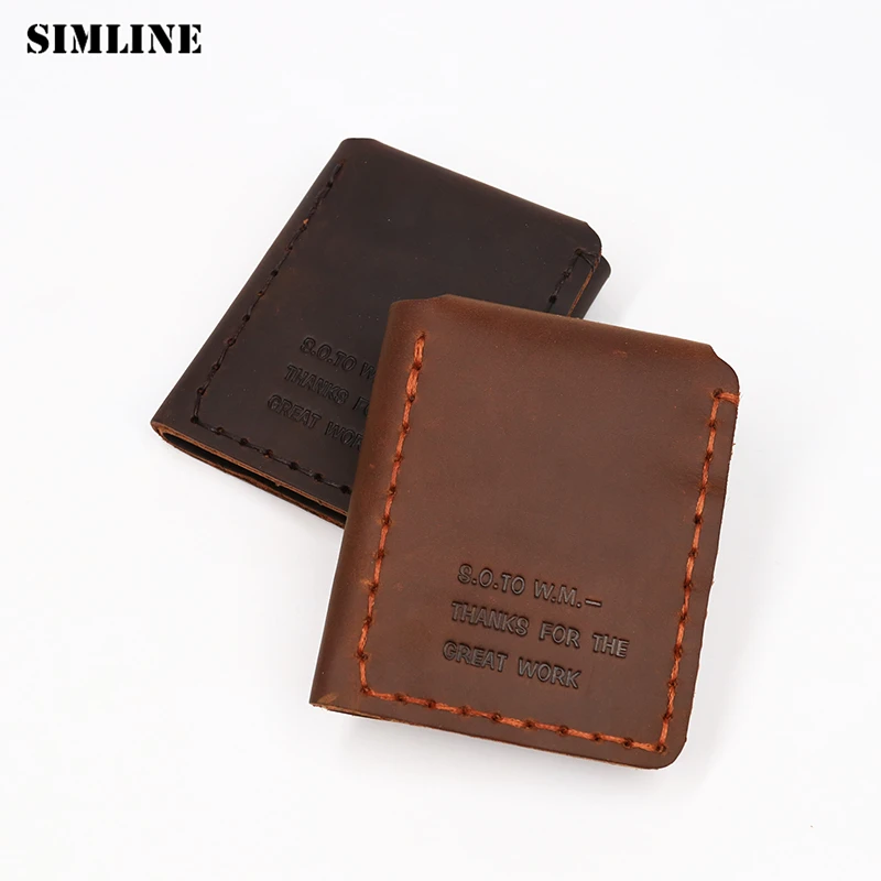 Мужской кошелек из натуральной кожи SIMLINE винтажный короткий ручной работы