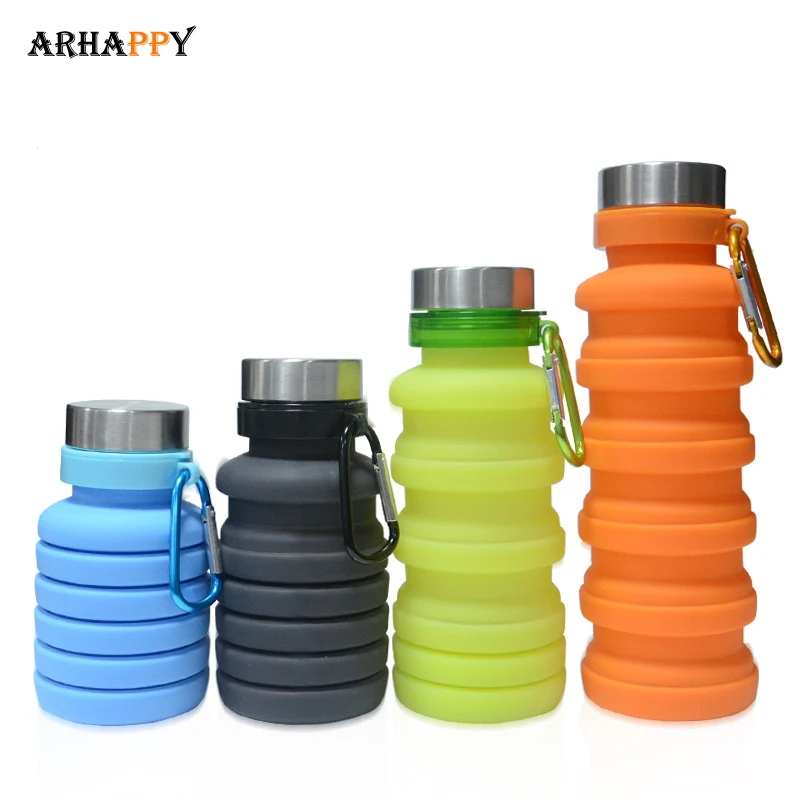 

Collapsible Silicone Water Bottle Portable Outdoor Retractable Folding Water Cup BPA Free Leakproof Foldable for Saving Travel