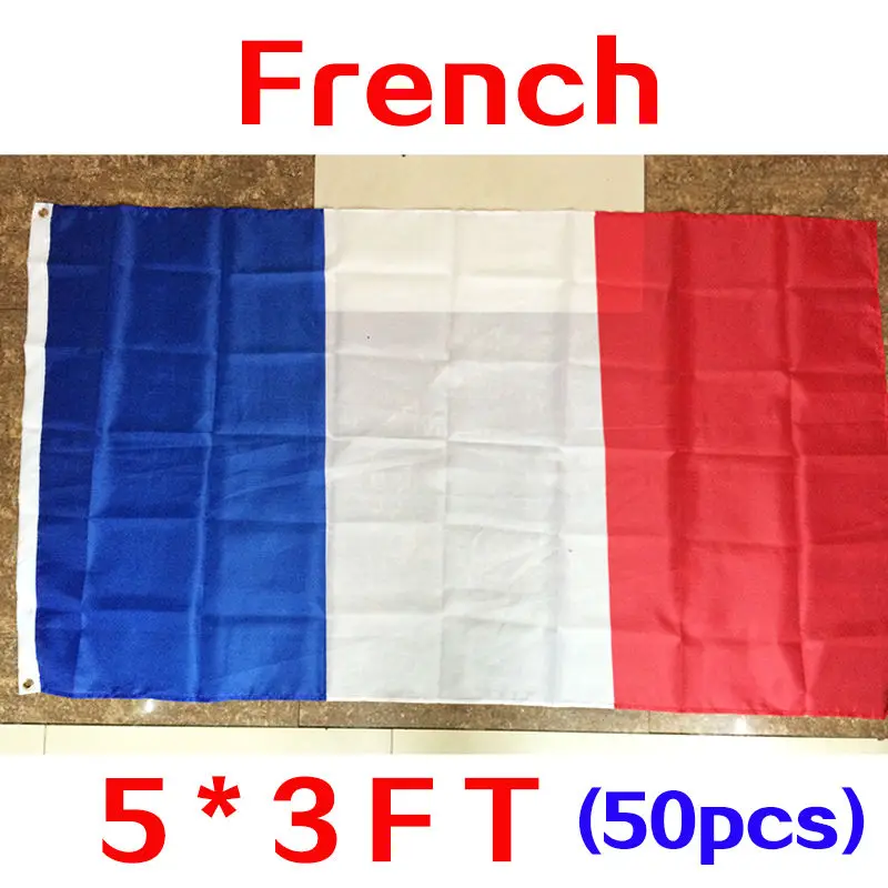 Wholesale 50pcsThe French France Flag Polyester Flag 5*3 FT 150*90 CM
