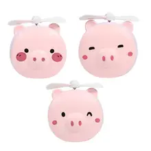 Модный светодиодный зеркало для макияжа с лампой Карманный мультфильм свинья вентилятор зарядка через usb портативный мини-вентилятор