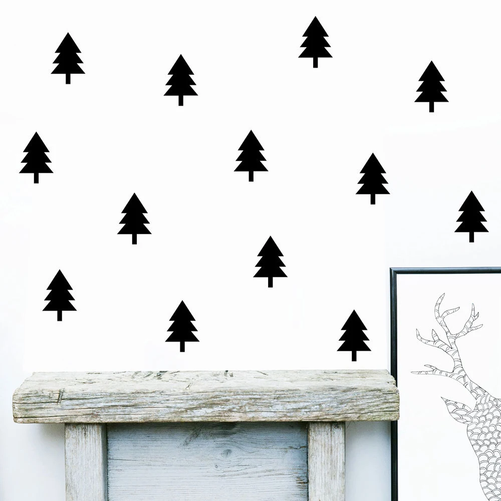Cartoon Little Pine Tree Wall Sticker, Removable home decoration art