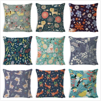 

Cute Cat Cushion Cover Cartoon Children Animal Cat Dog Fox Polyester Throw Pillow Case Cover Decor Pillowcases Kussenhoes