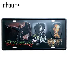 [InFour+] Боб Марли пластина металлическая пластина автомобильный номер жестяная вывеска бар паб кафе для домашнего декора металлическая гаражный знак живопись пластинка, знак