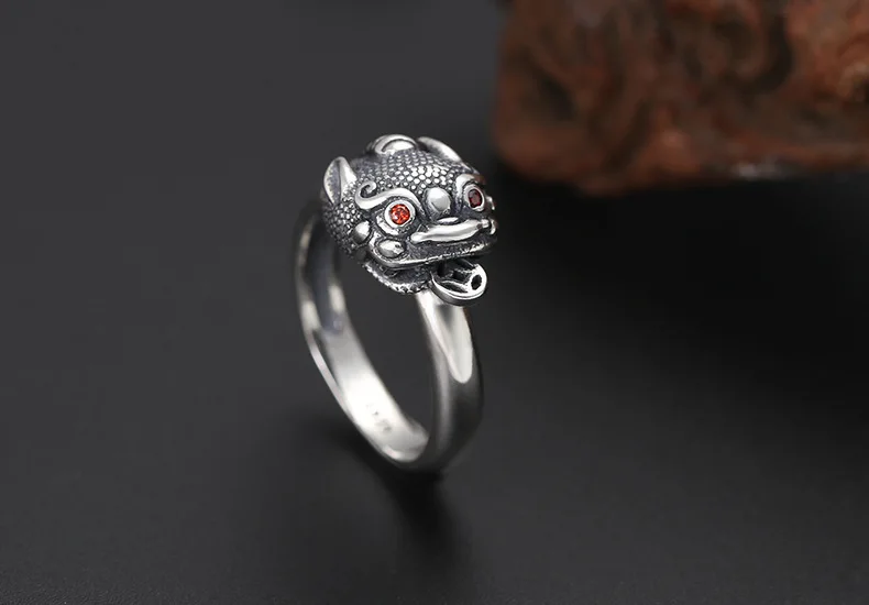 Пара Регулируемая кольцо Настоящее серебро 925 пробы fine Jewelry Для мужчин Для женщин мозаика Рубин повезло Храбрые войска обручальное кольцо R02