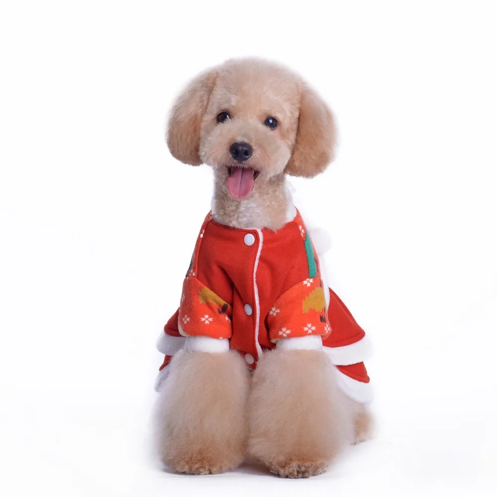 Снежинка Одежда для собак Pet Мех животных внутри красный и белый Sweety одежда Костюмы кнопку щенок собаки хлопковая юбка Cat пальто костюм