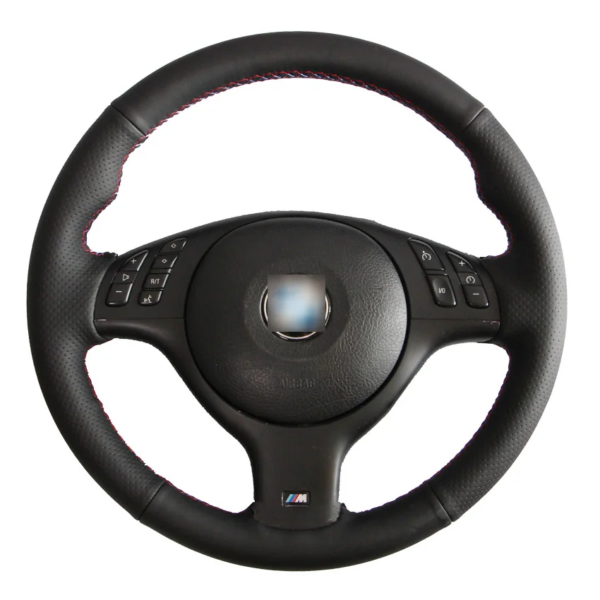 Black Leather Hand stitched Steering Wheel Cover for BMW E46 E39 330i