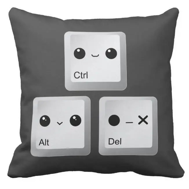 Funny Kawaii Ctrl Alt Del Keyboard Cushion Cover Novelty Cute