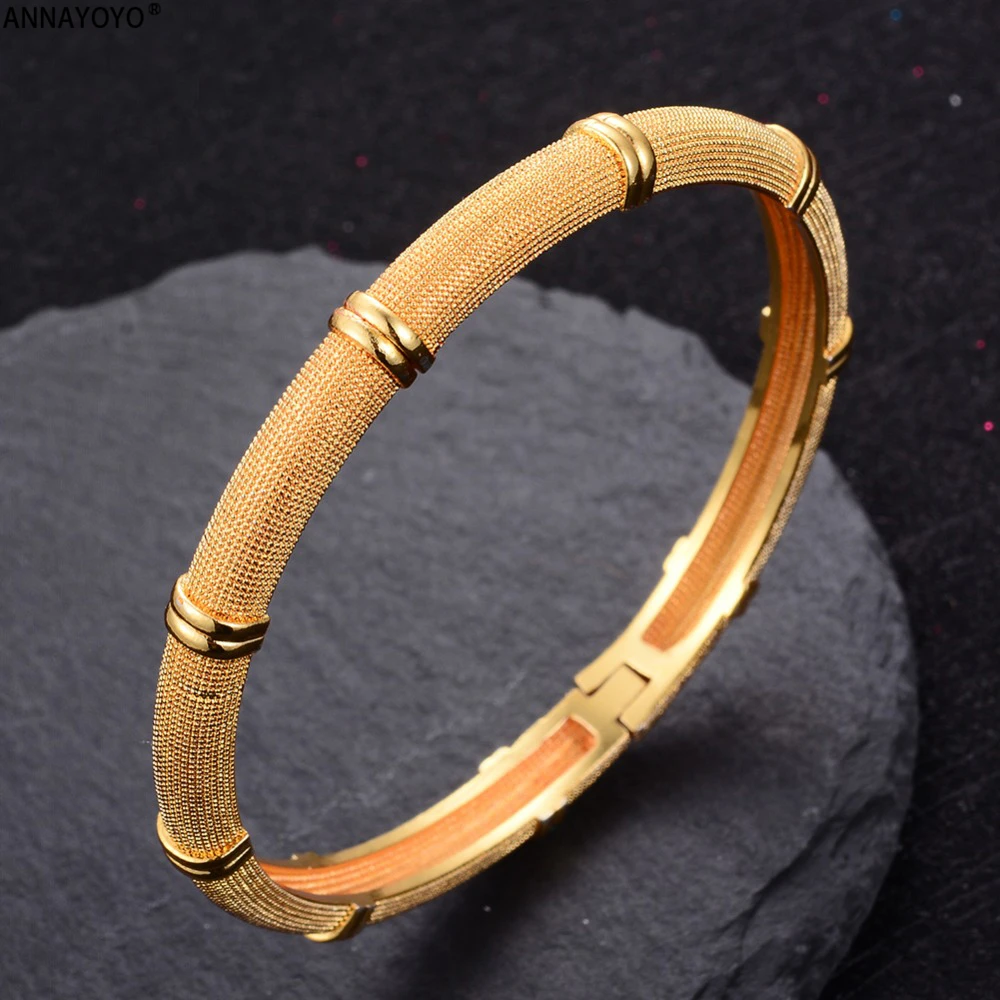 Annayoyo 1 шт. узор средний восток браслет для женщин Men18k золотой цвет браслет в дубайском стиле Африканский/арабский/Эфиопский ювелирный подарок B15