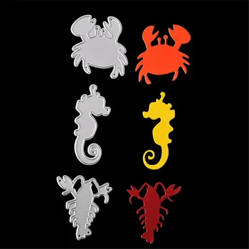 

3Pcs/set Crab Shrimp Seahorse Stencils Metal stenciles For DIY Scrapbooking Photo Album Embossing Folder Die Cuts