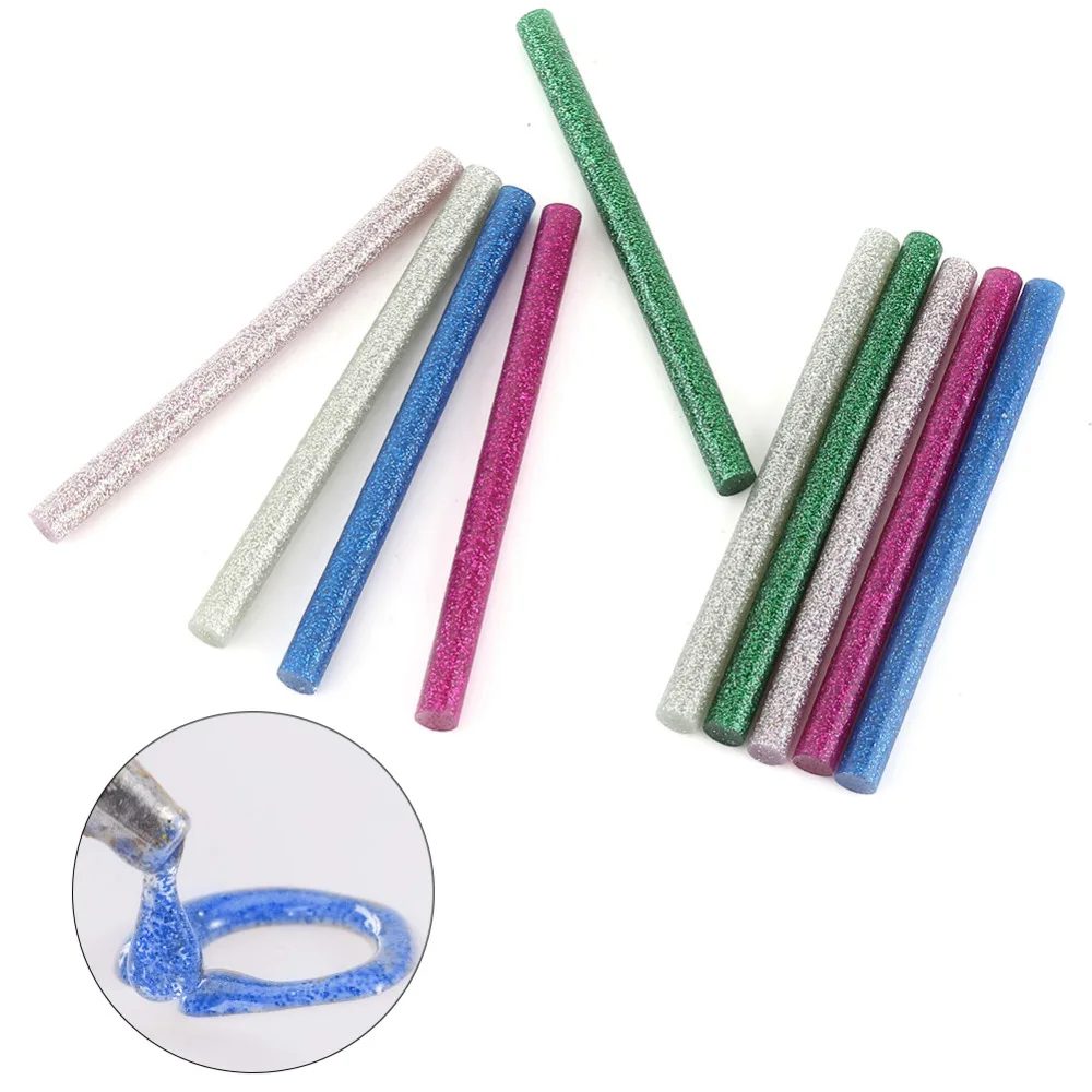 Wholesale 10pcs/Lot Mix Color Glitter Hot Melt Glue Stick Adhesive