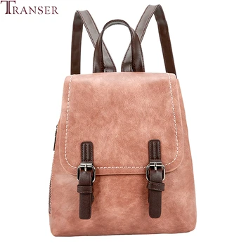 

Transer Simple Style backpack bag women Backpacks For Teenage Girls Fashion Vintage leather Pure Color Shoulder Bag mochila #40