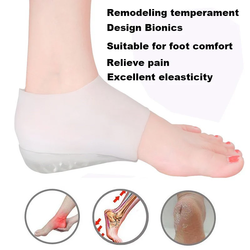 Невидимые стельки для увеличения роста для женщин и мужчин, регулируемые носки на каблуке 2,5-3,5 см, ортопедические подошвенные бандажи, снимающие боль в ногах
