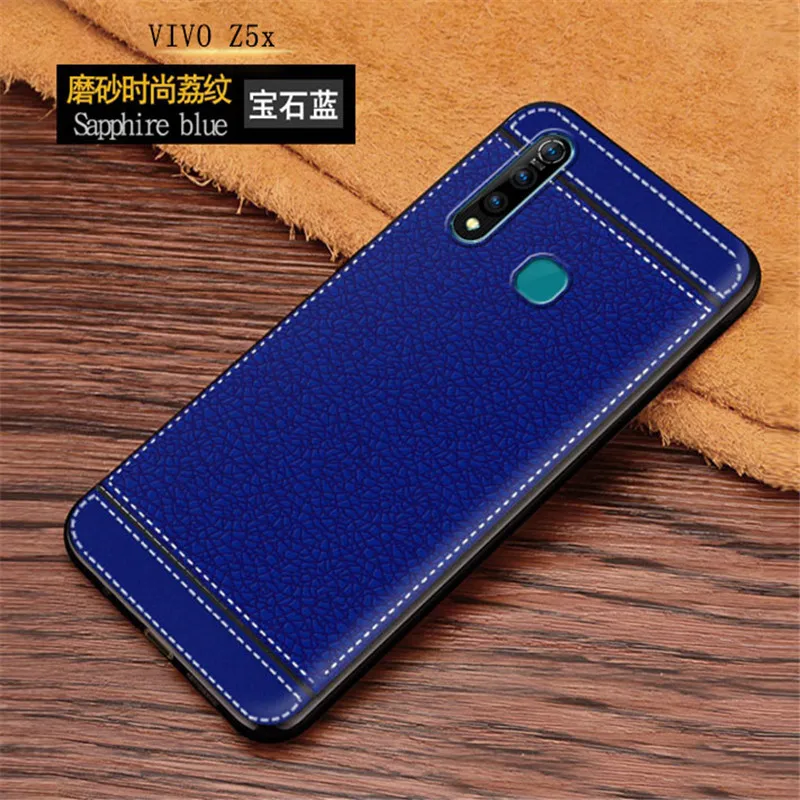 

For Vivo Z5x Cover Shockproof Leather Texture Soft TPU for Vivo Z5x Case Vivoz5x Z5 X Z 5x 6.53 " Coque V1911A Phone Cases Capa