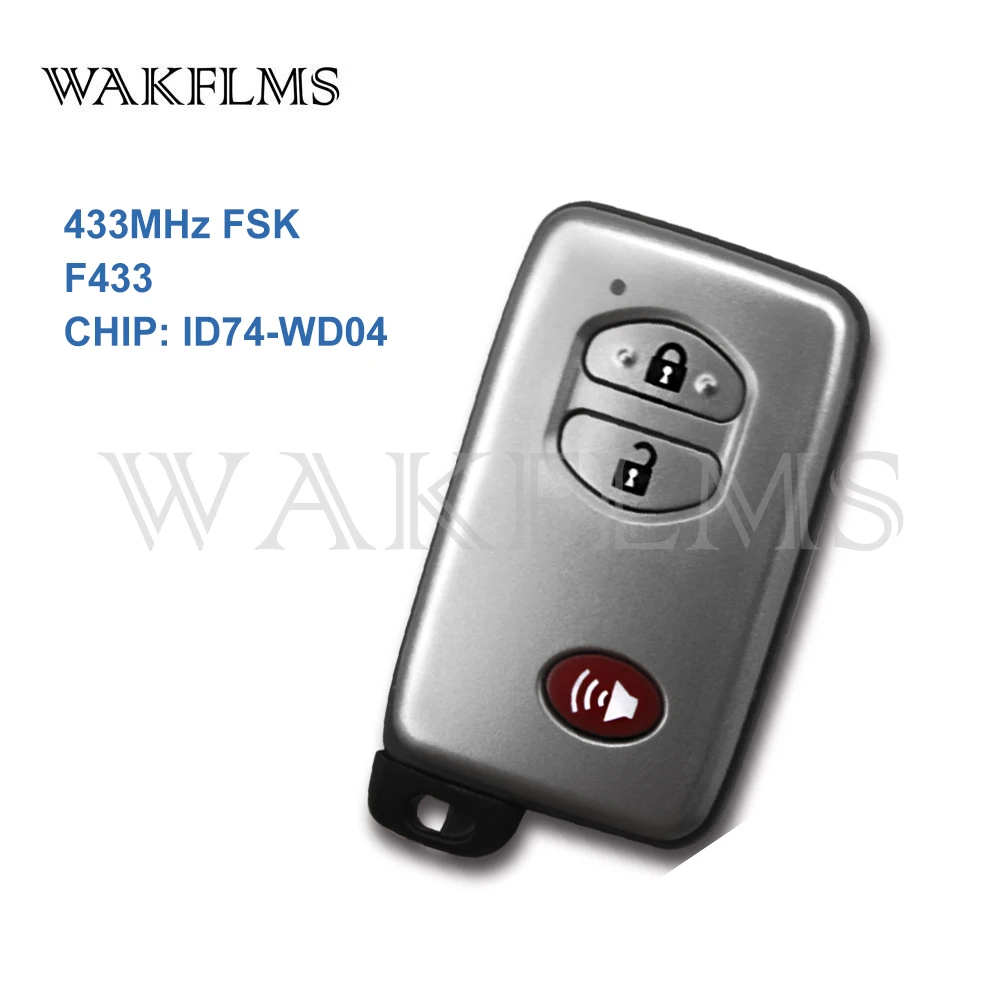 New 3 Buttons 433MHz PCB F433 ID74 Smart Remote Key For Toyota Keyless Go Keyless Entry Replacement Complete Replace Genuine Key