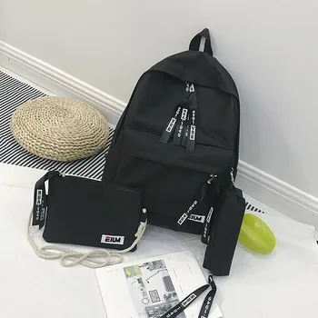 

35#Cartoon Alphabet Student Backpack Casual Large Capacity Travel 3 Piece Set