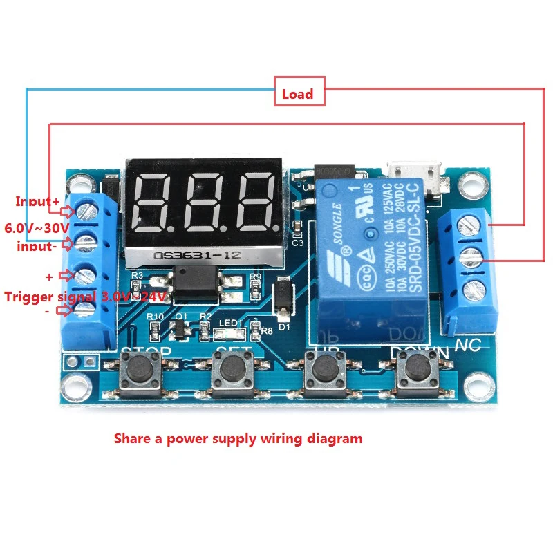 DC6-30V 1 канал 5 в цифровой светодиодный дисплей таймер задержки цикла реле управления Вкл/Выкл переключатель задержки синхронизации 999 минут
