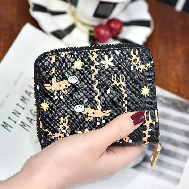 2018 New Print Short Cartoon Cute Wallet Giraffe/Medal Womens Wallets