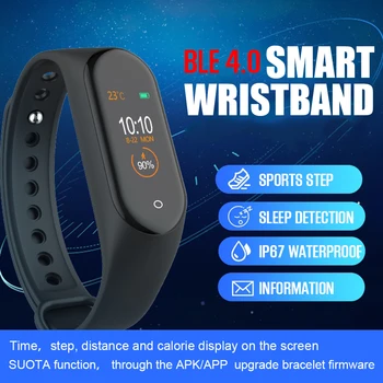 

M4 Smart Bracelet 3 Color Screen Heart Rate Fitness Bluetooth Sport Waterproof SmartBand Smart Watch Band not miband 4