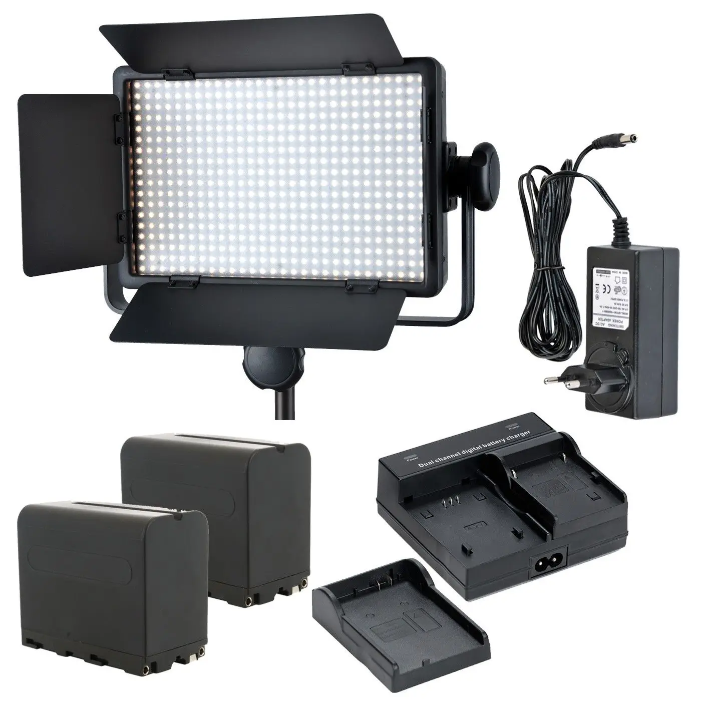 

Godox LED500C ( Lux: 2900) 3300K-5600K LED Video Continuous Light Lamp Panel + Dual charger + Battery