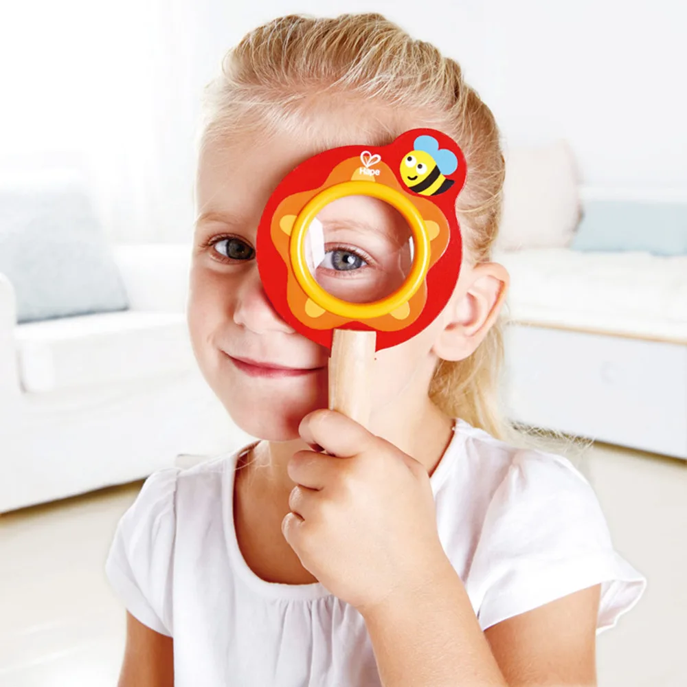 HAPE Children Toy Handheld Lens Hand Magnifier Kids Bee Shape Space Adventure Magnifying Glass Loupe Gift Education Cognitive