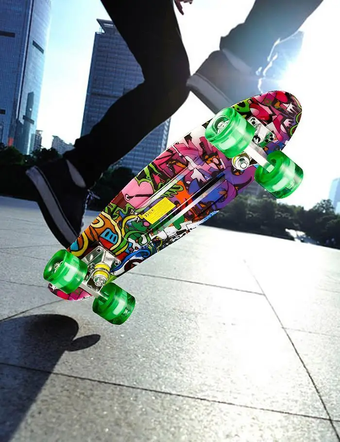 

7 Color Four-wheel 22 Inches Mini Cruiser Skateboard Street Long Skate Board LED Light Wheels Outdoor Sports For Adult or Childr