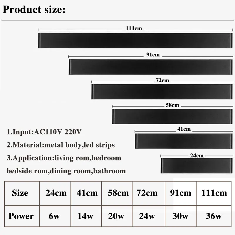 111 см большой современный светодиодный настенный светильник s для гостиной, спальни, прикроватный светильник, настенный светильник, барная комната, настенный светильник, черный и белый блеск