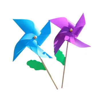 

1PC Plastic Windmill Wind Spinner Wood Handle Kids Toy Lawn Garden Yard Party Decor Outdoor Ornaments Handmade