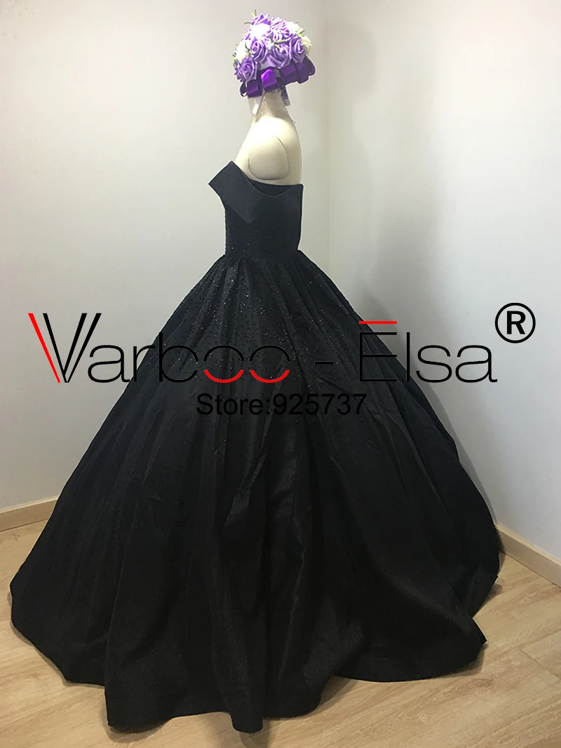 Elegant Black Ball Gown Sweetheart Neck Off Shoulder Beading Formal Evening Gowns Dresses Satin Evening Dress Vestido De Noiva black evening dresses