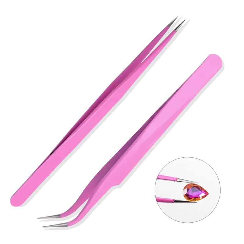 

1Pcs/Lot Curved Stainless Steel Tweezers Standard Type Low Pitched Tip Pick-up Tools Hand Clip Nipper For Crystal Jewelry B3761