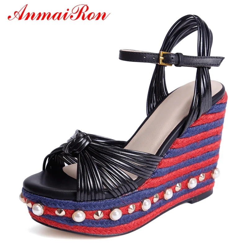 

ANMAIRON Gladiator Casual Buckle Strap Wedges Shoes for Women W Zapatos De Mujer Women Sandals 2019 Size 34-39 LY731