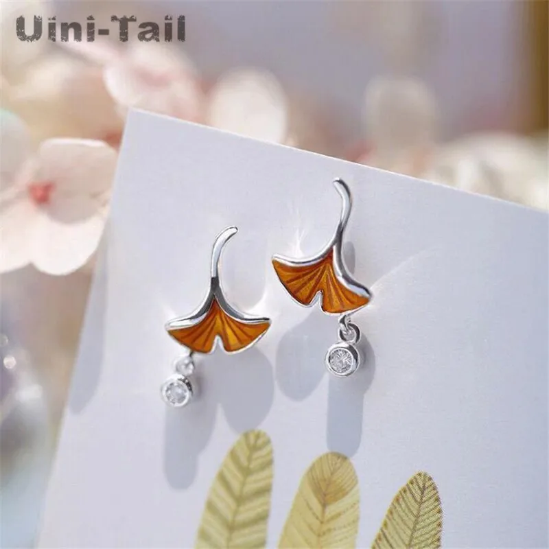 

Серьги Uini-Tail из тибетского серебра 925 пробы в виде листьев гинкго