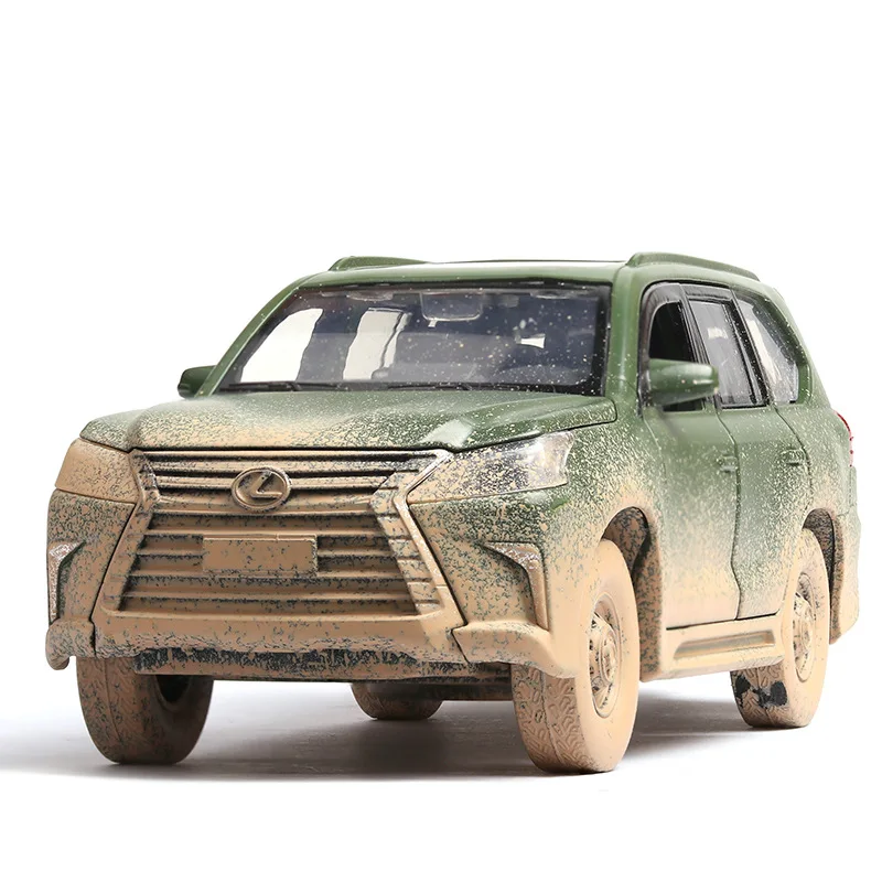 

1:32 Lexus lx570 muddy version light belt pull-back vehicle simulation alloy car model crafts decoration collection toy tools