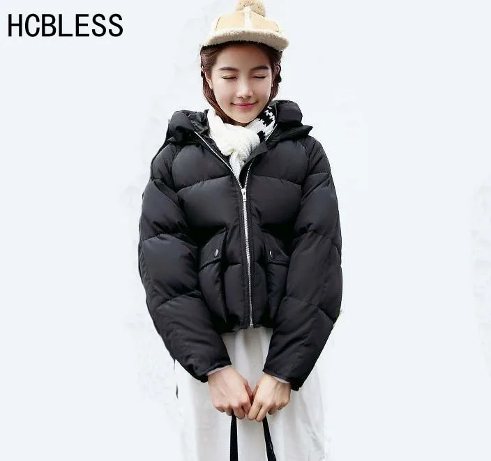 

HCBLESS Women winter jackets Short warm coat bread style 2017 ladies parka winterjas dames abrigos mujer invierno