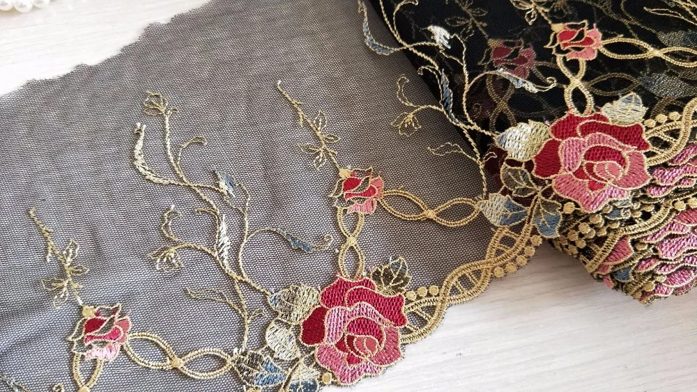 1 Yard Pretty Blue Floral Lace Trim Embroidered For DIY Craft Wide 10 1//2/"