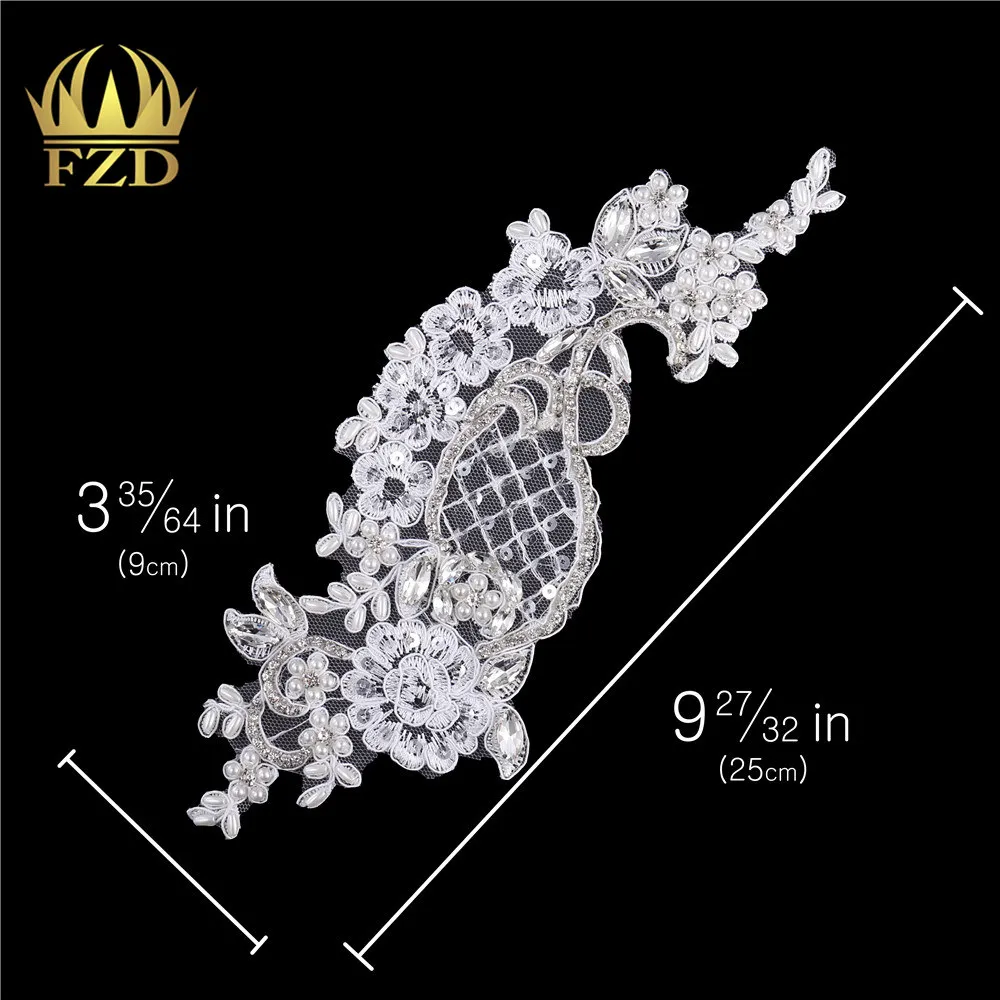 

FZD 1 PC Small size Embroidery Patches Beads Pearls Bridal Applique Patches for DIY Clothes DIY Fabric