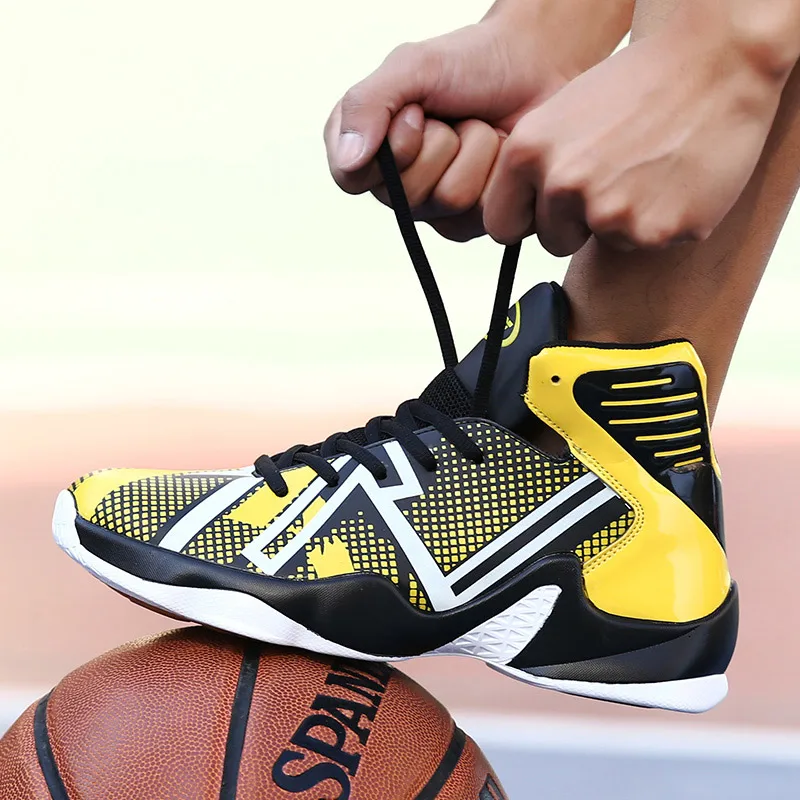 Transpirable zapatos de baloncesto de los hombres al aire libre de alta arriba zapatillas de deporte cesta homme amortiguación zapatos de deporte Hombre zapatos de baloncesto
