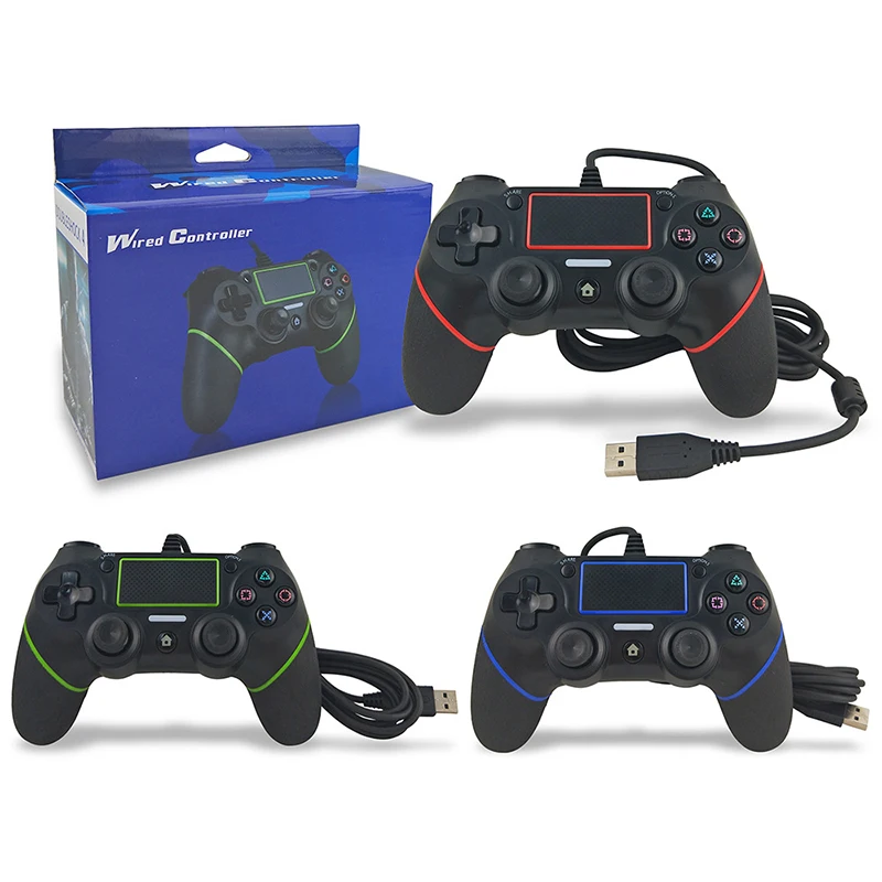 Красная/синяя/зеленая USB Проводная игровая консоль, геймпад Playstation 4 джойстик Dualshock геймпад