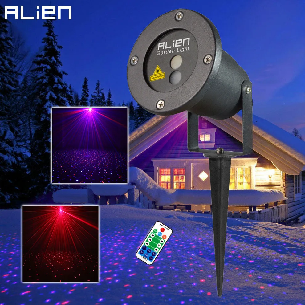 Beste ALIEN Afstandsbediening RB Kerst Outdoor Laser Star Projector Tuin Waterdichte Landschap Verlichting Vakantie Xmas Boom Show Licht