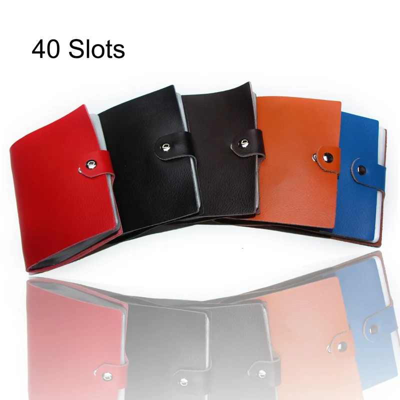 Fashion New 40 Slots Patent Leather Card Holder 5 Colors Quality Hasp