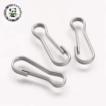 

50pcs 304 Stainless Steel Split Key Clasps for Keychains Jewelry Making 20.5x7x2mm Hole: 18.5x2~5mm