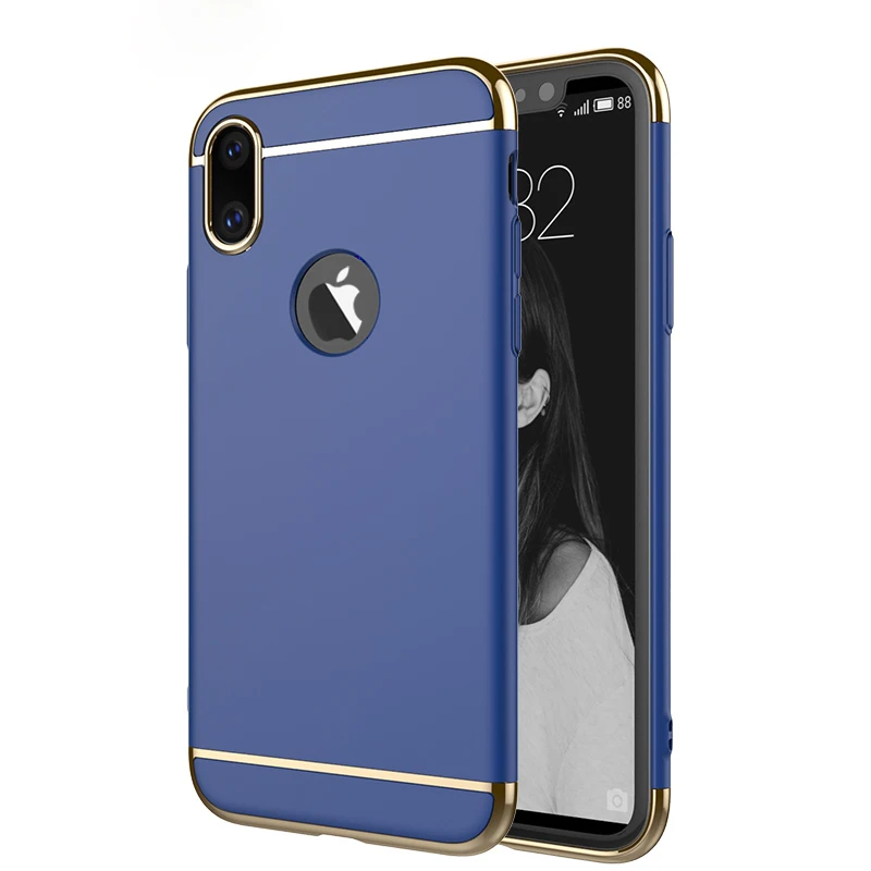 For-iPhone-X-Case-Topk-Premium-Frosted-Shockproof-Plating-Metal-Texture-Skin-Protector-Phone-Case-for