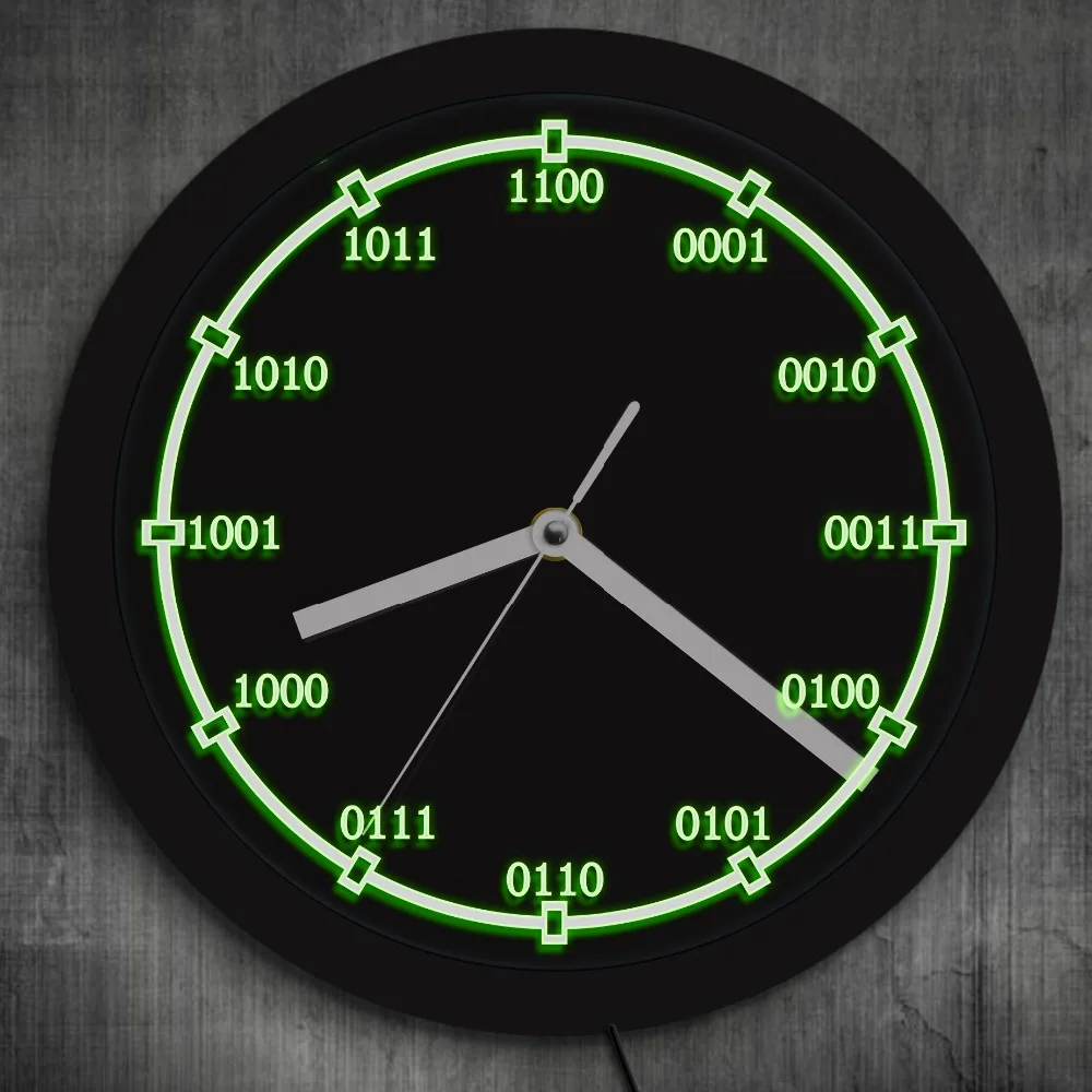 US $28.90 Binary Code Led Neon Sign Wall Clock Modern Design Silent Watch With Backlight Math Numbers Equation F Teachers Gift Reloj Pared