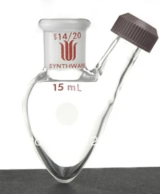 

F131415 Flask, pear sharp, Threaded inlet, Capacity:15ml, Joint Size:14/20