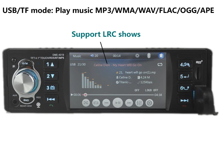 4,1 дюймовый сенсорный экран 1 Din FM Bluetooth Автомобильный MP5 плеер Зеркало Ссылка радио-Кассетный проигрыватель AUX/USB Радио Стерео Авторадио